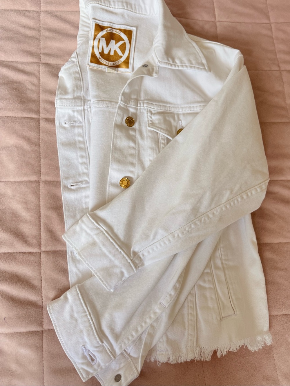 Michael Kors White  Denim Jacket with Gold Buttons